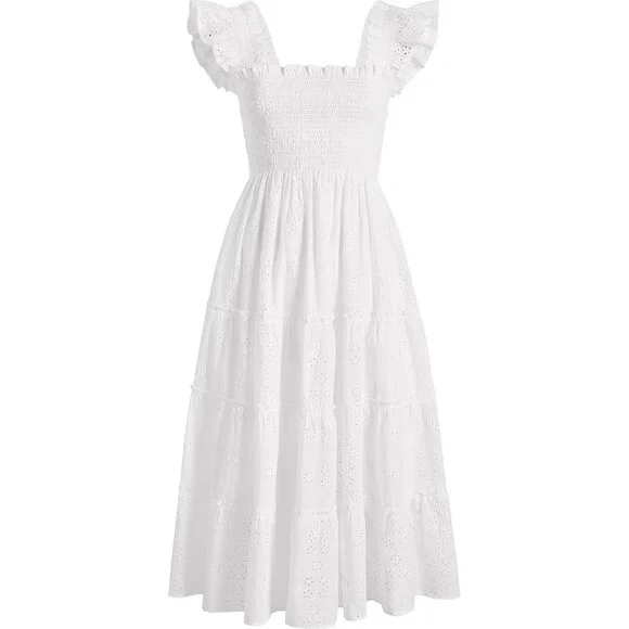 Hill House The Eyelet Ellie Nap Dress - White Eyelet, XS - Picture 1 of 6